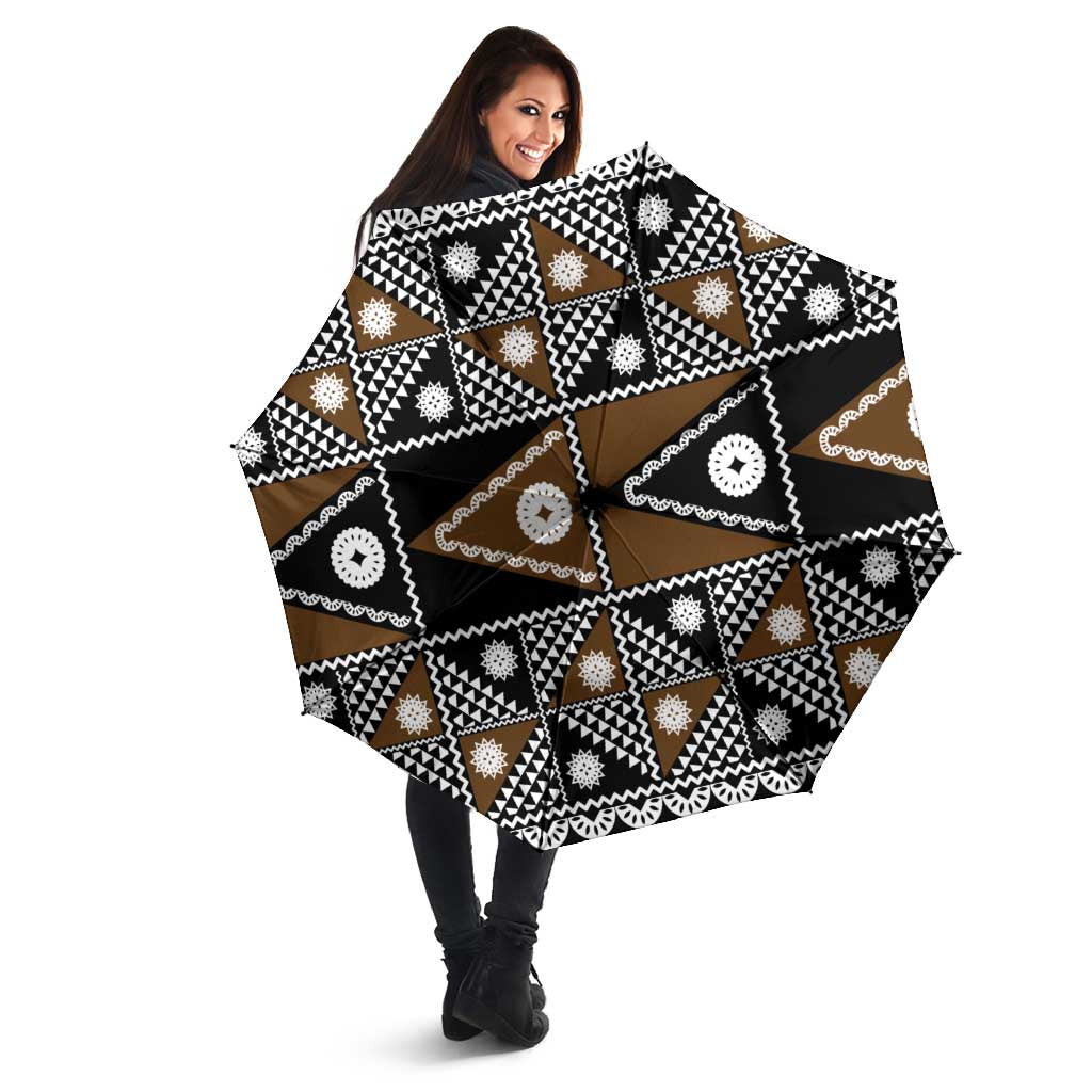 Fiji Brown Masi Pattern Umbrella Fijian Tapa