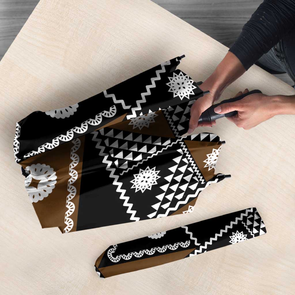 Fiji Brown Masi Pattern Umbrella Fijian Tapa