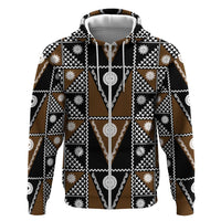 Fiji Brown Masi Pattern Zip Hoodie Fijian Tapa LT01 Zip Hoodie Brown - Polynesian Pride
