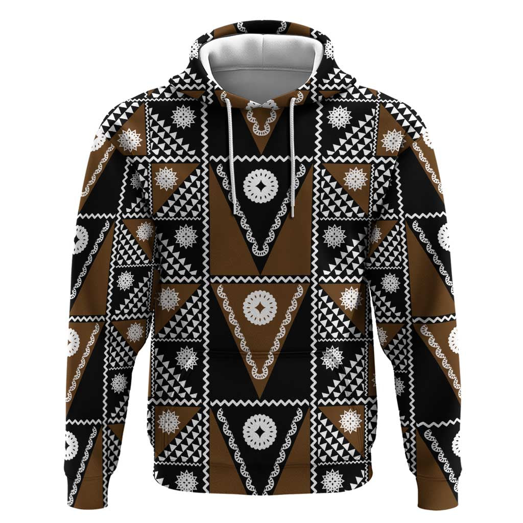Fiji Brown Masi Pattern Zip Hoodie Fijian Tapa LT01 Pullover Hoodie Brown - Polynesian Pride