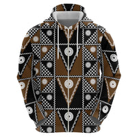 Fiji Brown Masi Pattern Zip Hoodie Fijian Tapa LT01 - Polynesian Pride