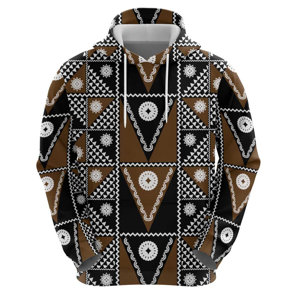 Fiji Brown Masi Pattern Zip Hoodie Fijian Tapa LT01 - Polynesian Pride