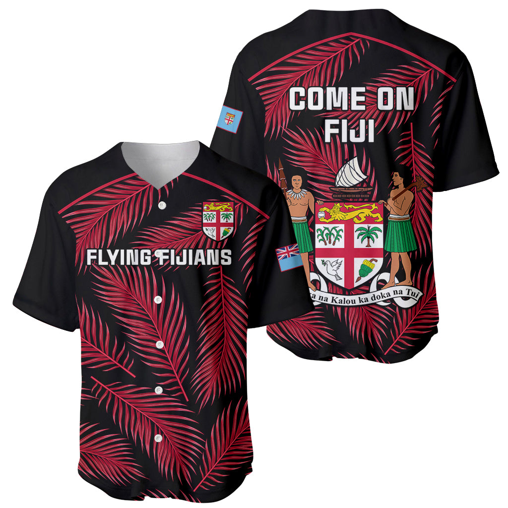 Fiji Rugby Baseball Jersey Flying Fijians Red Palm Tree Version LT01 - Polynesian Pride