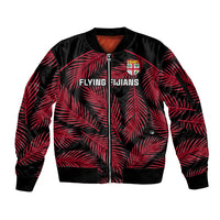 Fiji Rugby Sleeve Zip Bomber Jacket Flying Fijians Red Palm Tree Version LT01 Unisex Black - Polynesian Pride