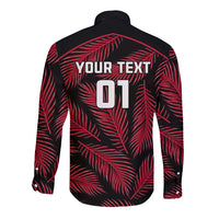 Custom Fiji Rugby Long Sleeve Button Shirt Flying Fijians Red Palm Tree Version LT01 - Polynesian Pride