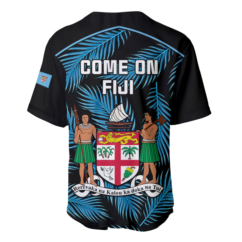 Fiji Rugby Baseball Jersey Flying Fijians Blue Palm Tree Version LT01 - Polynesian Pride