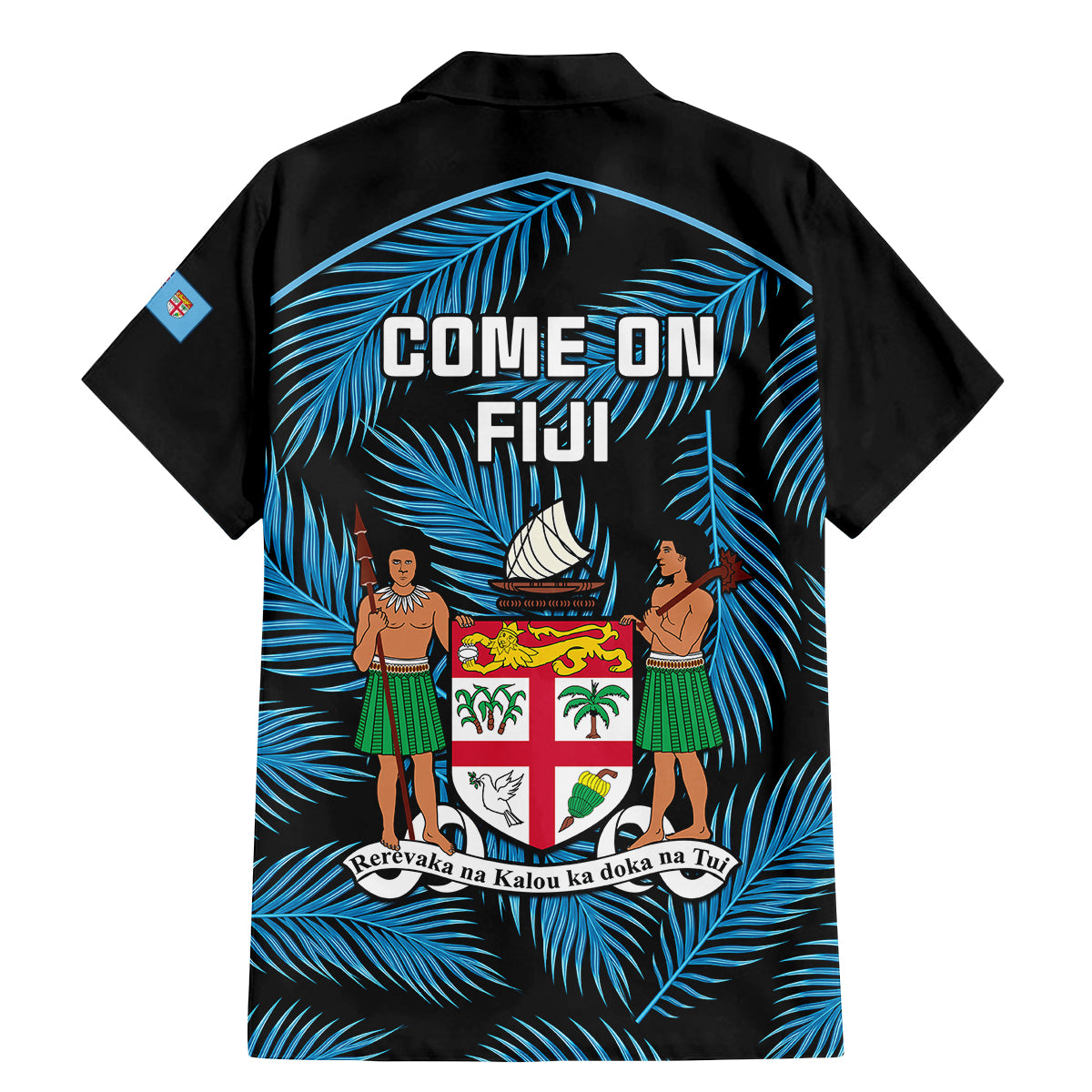 fiji-rugby-family-matching-mermaid-dress-and-hawaiian-shirt-flying-fijians-blue-palm-tree-version