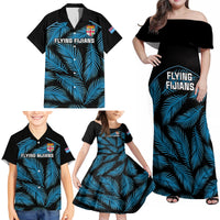 fiji-rugby-family-matching-off-shoulder-maxi-dress-and-hawaiian-shirt-flying-fijians-blue-palm-tree-version