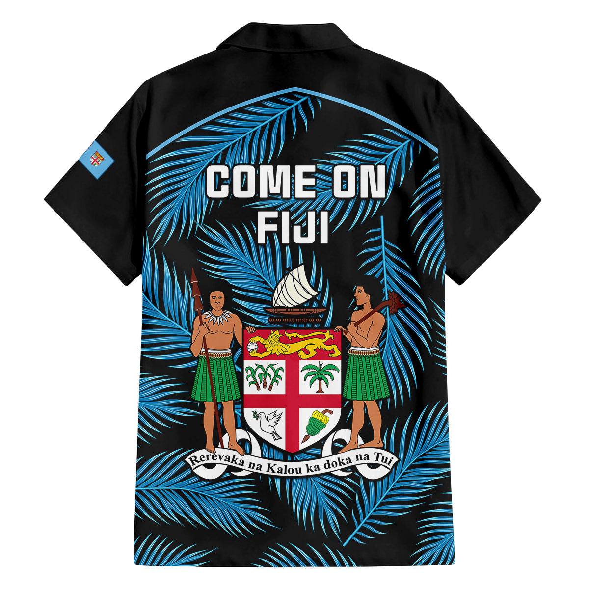 fiji-rugby-family-matching-tank-maxi-dress-and-hawaiian-shirt-flying-fijians-blue-palm-tree-version