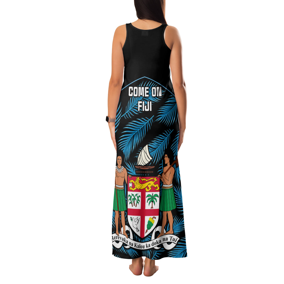 fiji-rugby-family-matching-tank-maxi-dress-and-hawaiian-shirt-flying-fijians-blue-palm-tree-version