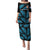 Custom Fiji Rugby Family Matching Puletasi Dress and Hawaiian Shirt Flying Fijians Blue Palm Tree Version LT01 Mom's Dress Black - Polynesian Pride
