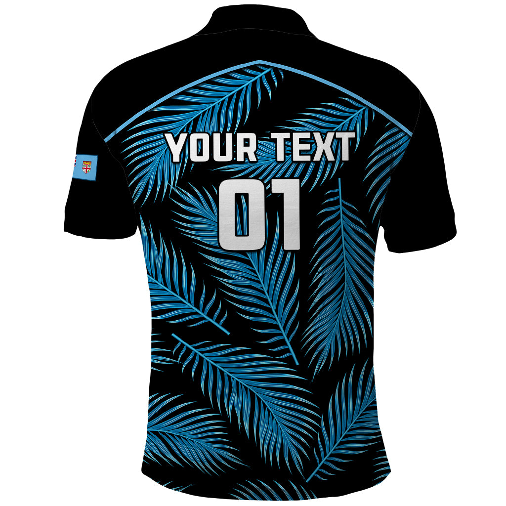 Custom Fiji Rugby Polo Shirt Flying Fijians Blue Palm Tree Version LT01 - Polynesian Pride