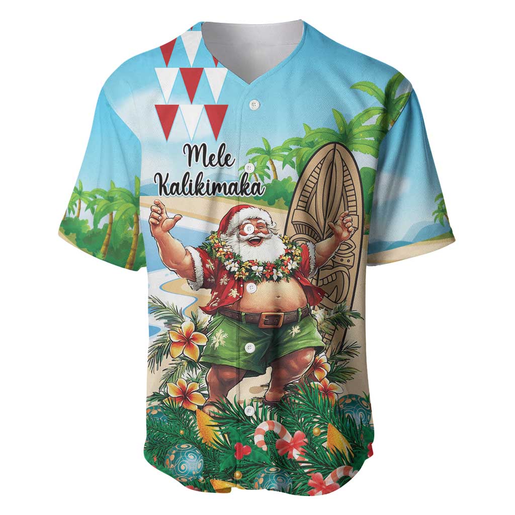 Hawaii Christmas Santa Claus Baseball Jersey Mele Kalikimaka Tropical Beach LT01 Art - Polynesian Pride