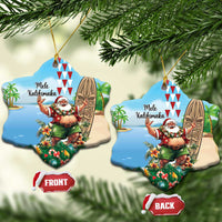 Hawaii Christmas Santa Claus Ceramic Ornament Mele Kalikimaka Tropical Beach
