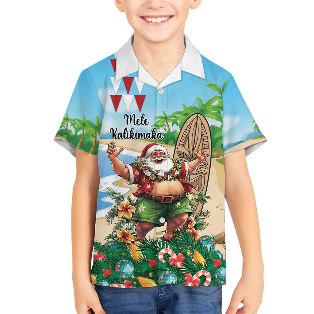 Hawaii Christmas Santa Claus Family Matching Tank Maxi Dress and Hawaiian Shirt Mele Kalikimaka Tropical Beach LT01 Son's Shirt Art - Polynesian Pride