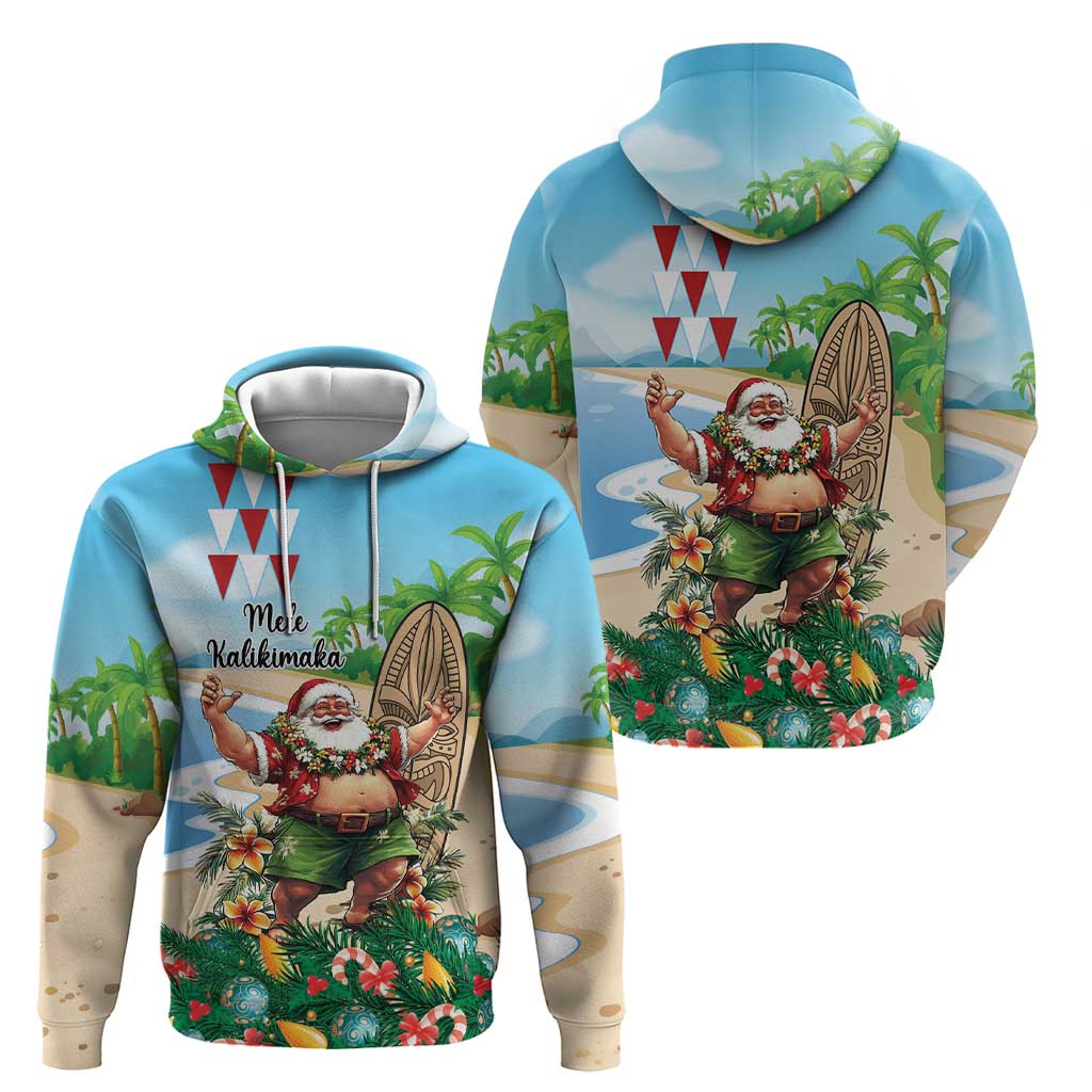Hawaii Christmas Santa Claus Hoodie Mele Kalikimaka Tropical Beach