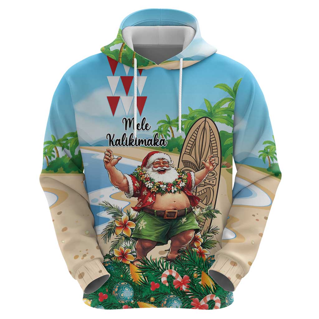 Hawaii Christmas Santa Claus Hoodie Mele Kalikimaka Tropical Beach