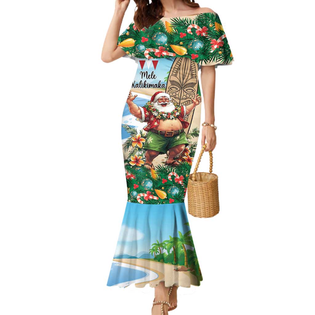 Hawaii Christmas Santa Claus Mermaid Dress Mele Kalikimaka Tropical Be - Polynesian Pride Hawaii Christmas Santa Claus Mermaid Dress Mele Kalikimaka Tropical Be - Polynesian Pride