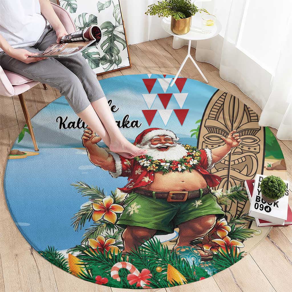 Hawaii Christmas Santa Claus Round Carpet Mele Kalikimaka Tropical Beach LT01 - Polynesian Pride