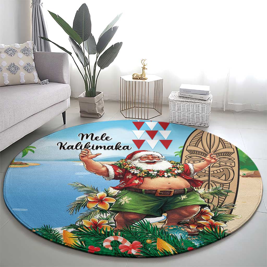 Hawaii Christmas Santa Claus Round Carpet Mele Kalikimaka Tropical Beach LT01 - Polynesian Pride