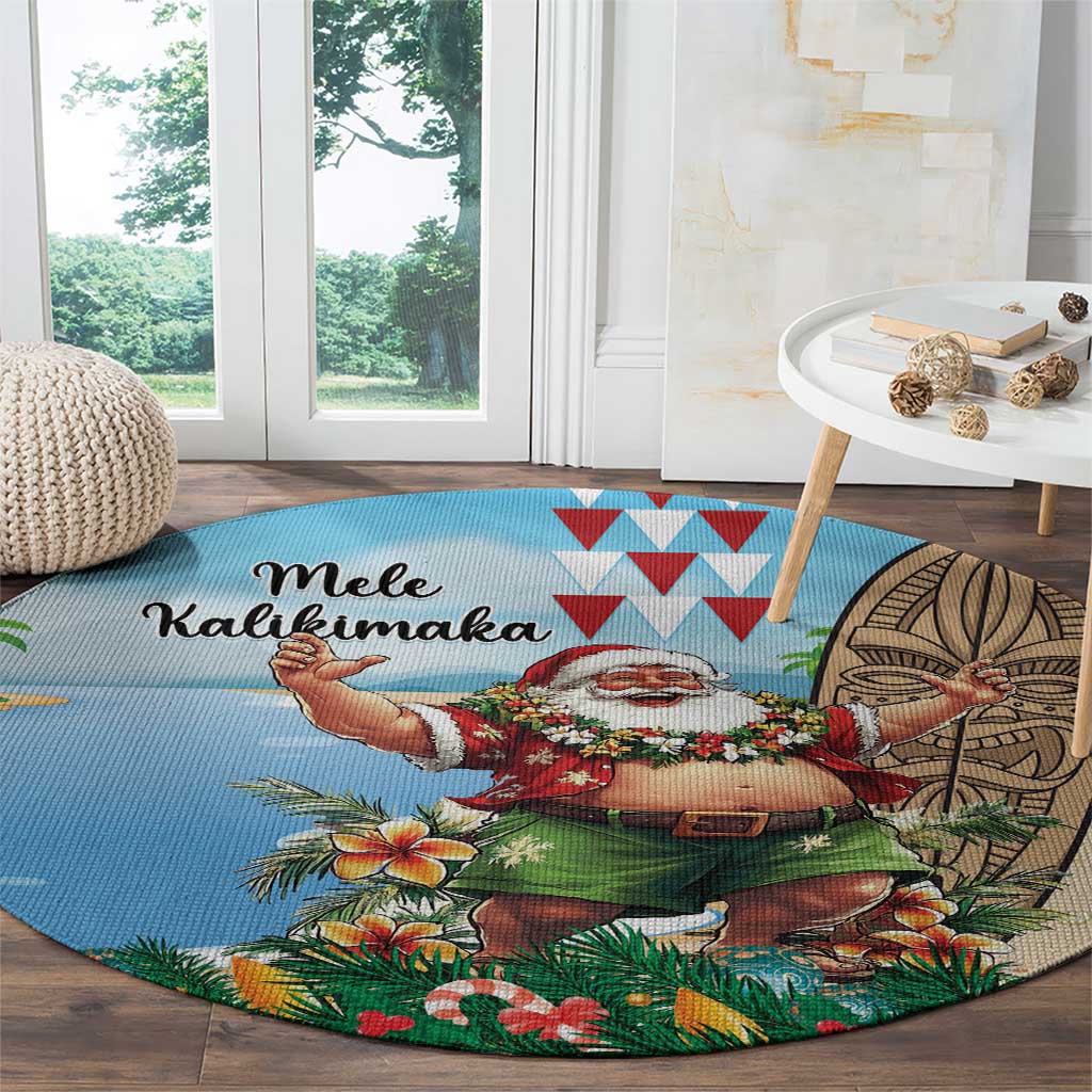 Hawaii Christmas Santa Claus Round Carpet Mele Kalikimaka Tropical Beach LT01 - Polynesian Pride