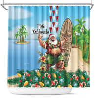 Hawaii Christmas Santa Claus Shower Curtain Mele Kalikimaka Tropical Beach LT01 Art - Polynesian Pride