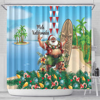 Hawaii Christmas Santa Claus Shower Curtain Mele Kalikimaka Tropical Beach LT01 - Polynesian Pride