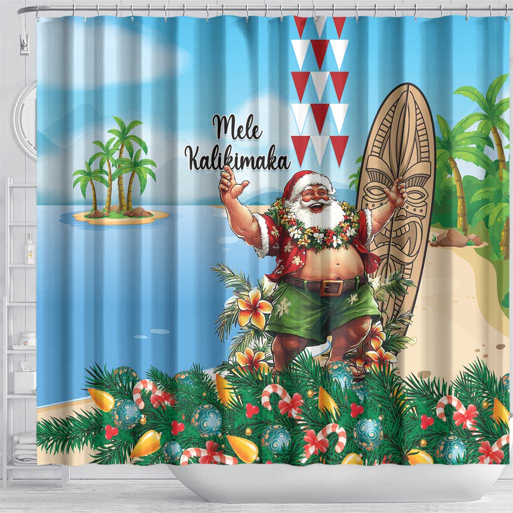 Hawaii Christmas Santa Claus Shower Curtain Mele Kalikimaka Tropical Beach LT01 - Polynesian Pride