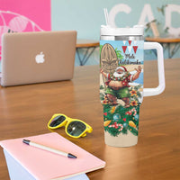 Hawaii Christmas Santa Claus Tumbler With Handle Mele Kalikimaka Tropical Beach