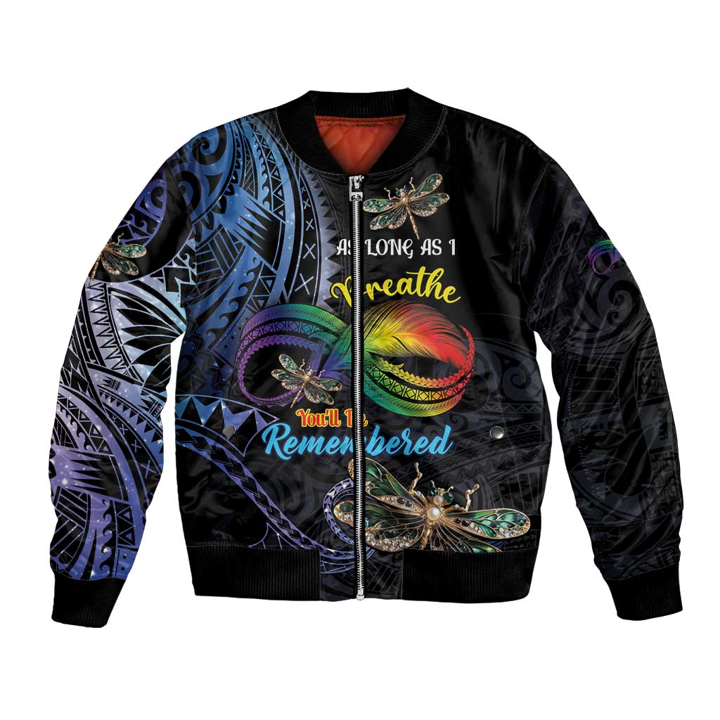 Personalised Polynesian Memorial Bomber Jacket As Long As I Breathe You'll Be Remembered LT01 Unisex Colorful - Polynesian Pride