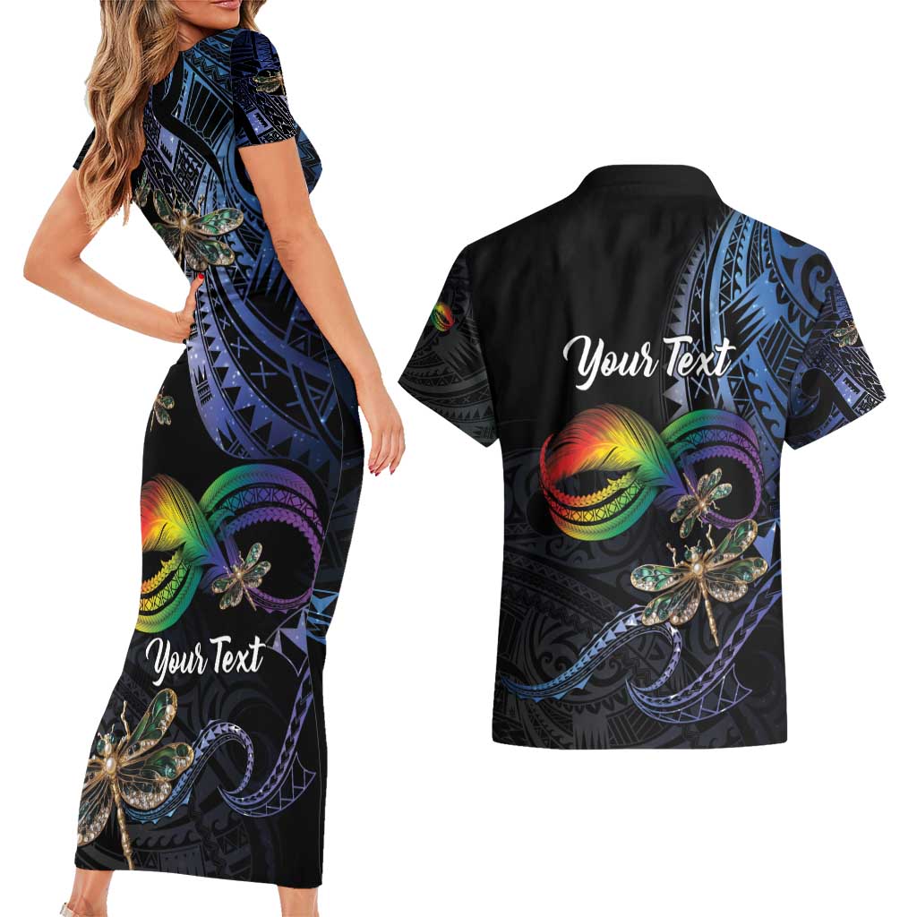 Personalised Polynesian Memorial Couples Matching Short Sleeve Bodycon Dress and Hawaiian Shirt As Long As I Breathe You'll Be Remembered
