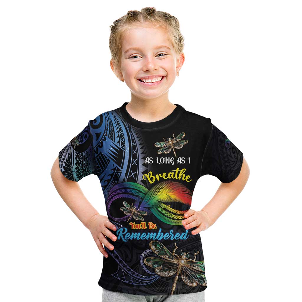 Personalised Polynesian Memorial Kid T Shirt As Long As I Breathe You'll Be Remembered