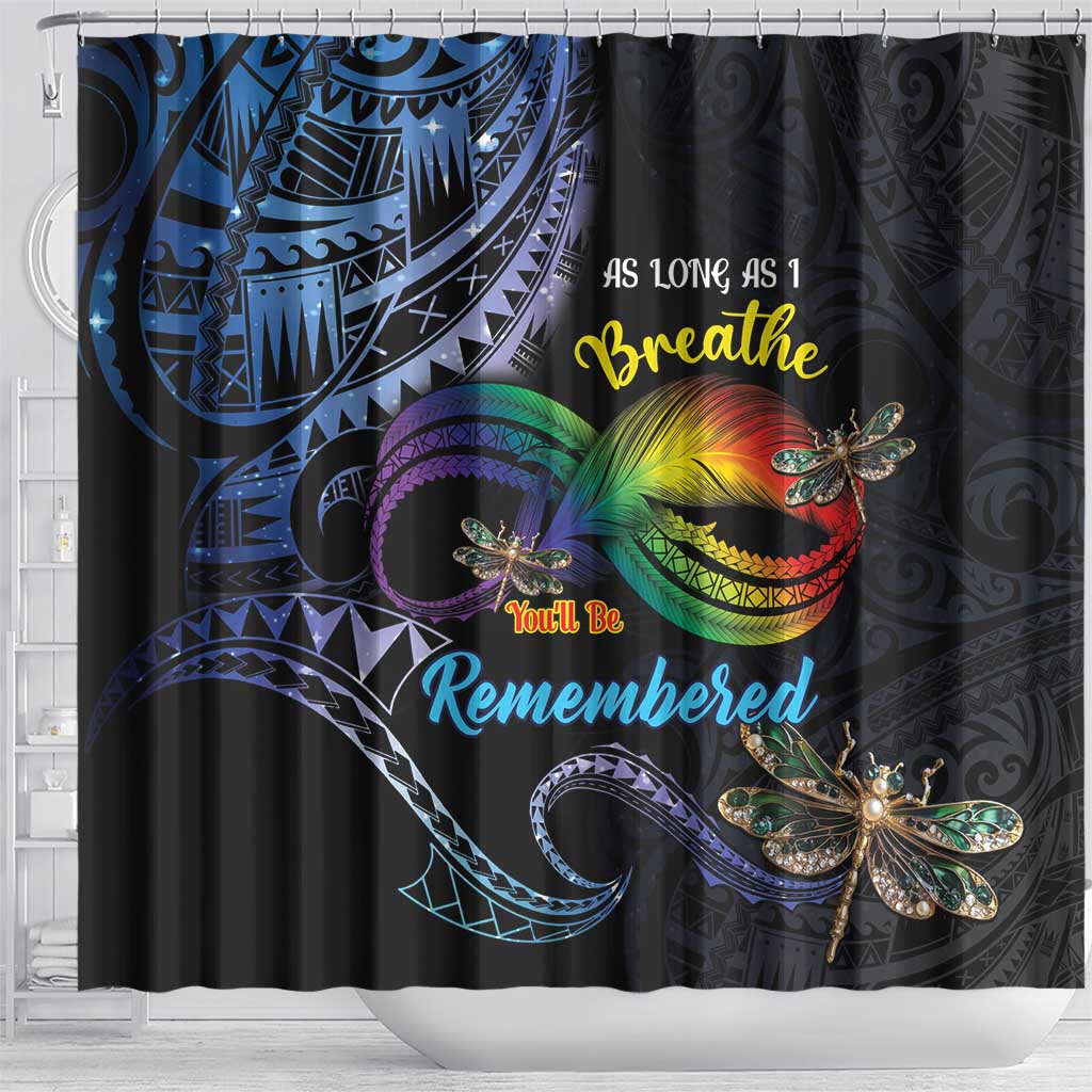Polynesian Memorial Shower Curtain As Long As I Breathe You'll Be Remembered