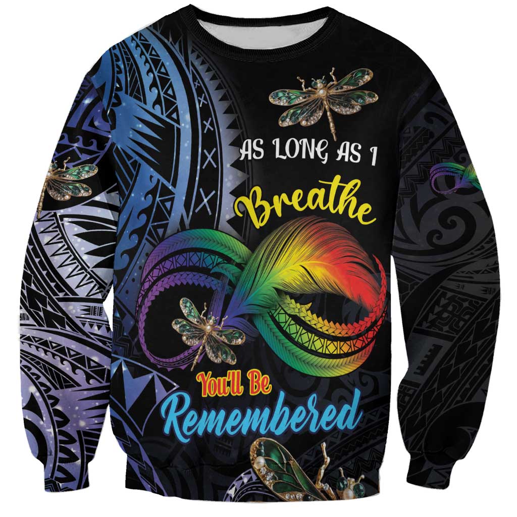 Personalised Polynesian Memorial Sweatshirt As Long As I Breathe You'll Be Remembered