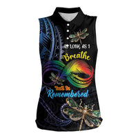 Personalised Polynesian Memorial Women Sleeveless Polo Shirt As Long As I Breathe You'll Be Remembered