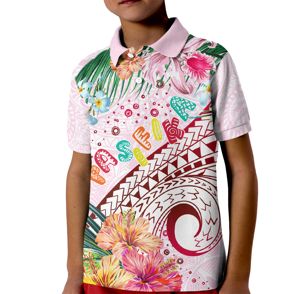 Pasifika Festival Kid Polo Shirt Tribal Pattern Tropical Style LT01 Kid Pink - Polynesian Pride