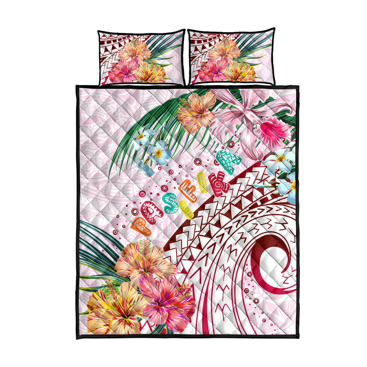 Pasifika Festival Quilt Bed Set Tribal Pattern Tropical Style