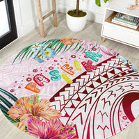 Pasifika Festival Round Carpet Tribal Pattern Tropical Style LT01 Pink - Polynesian Pride
