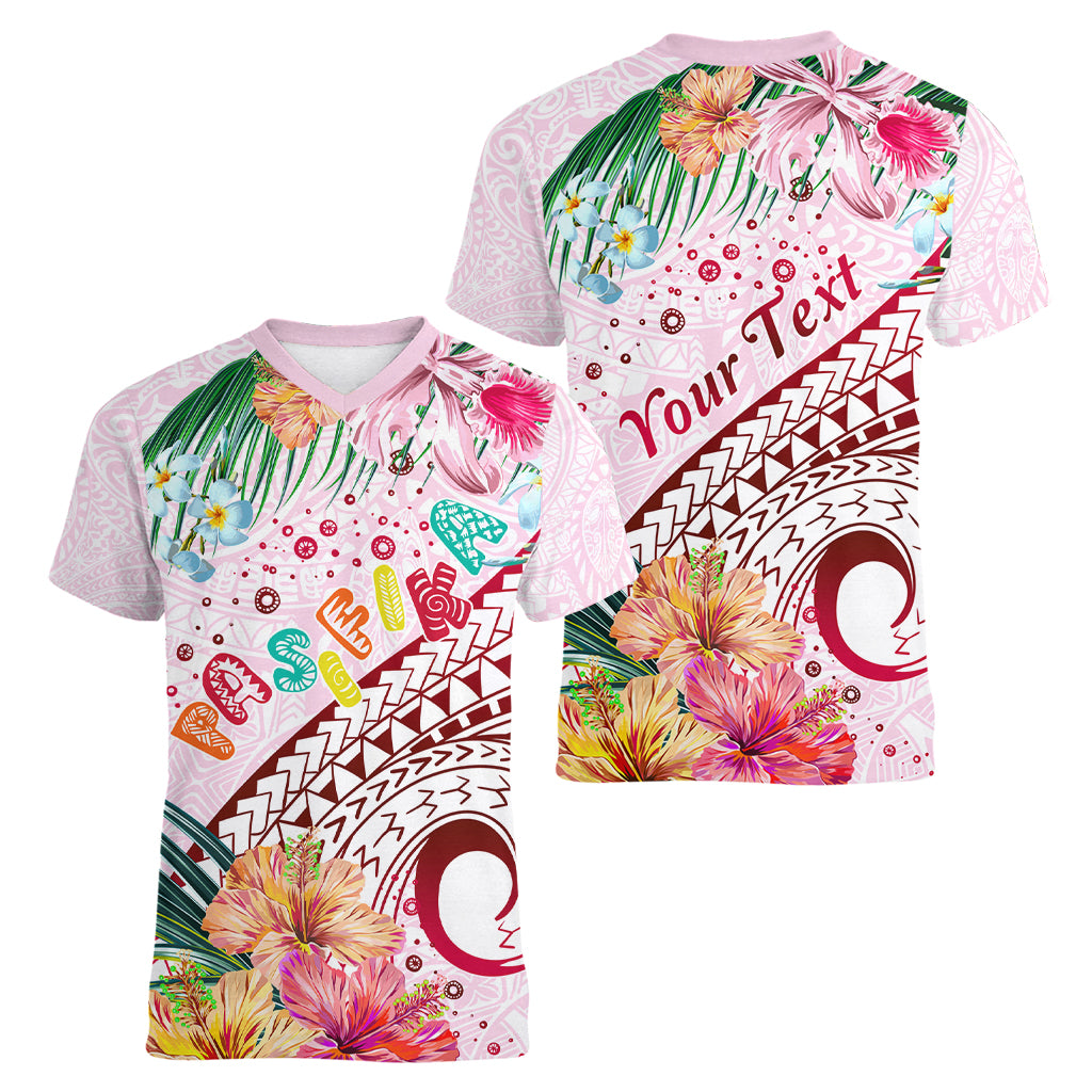 Pasifika Festival Women V Neck T Shirt Tribal Pattern Tropical Style LT01 - Polynesian Pride