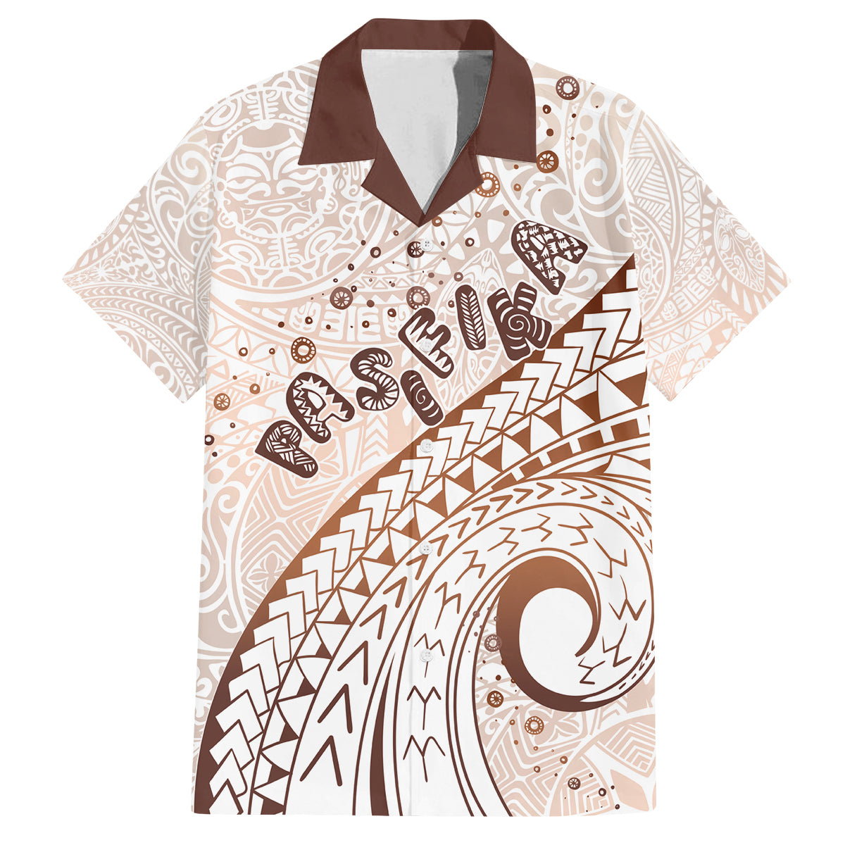 Pasifika Festival Family Matching Tank Maxi Dress and Hawaiian Shirt Vintage Tribal Pattern LT01 Dad's Shirt - Short Sleeve Brown - Polynesian Pride