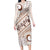 Pasifika Festival Long Sleeve Bodycon Dress Vintage Tribal Pattern LT01 Long Dress Brown - Polynesian Pride