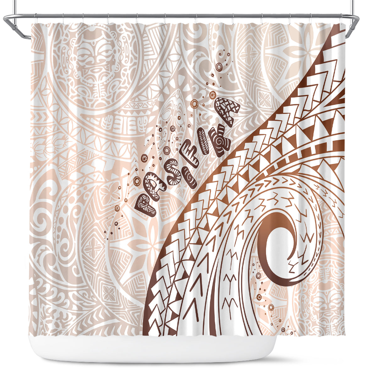 Pasifika Festival Shower Curtain Vintage Tribal Pattern LT01 Brown - Polynesian Pride