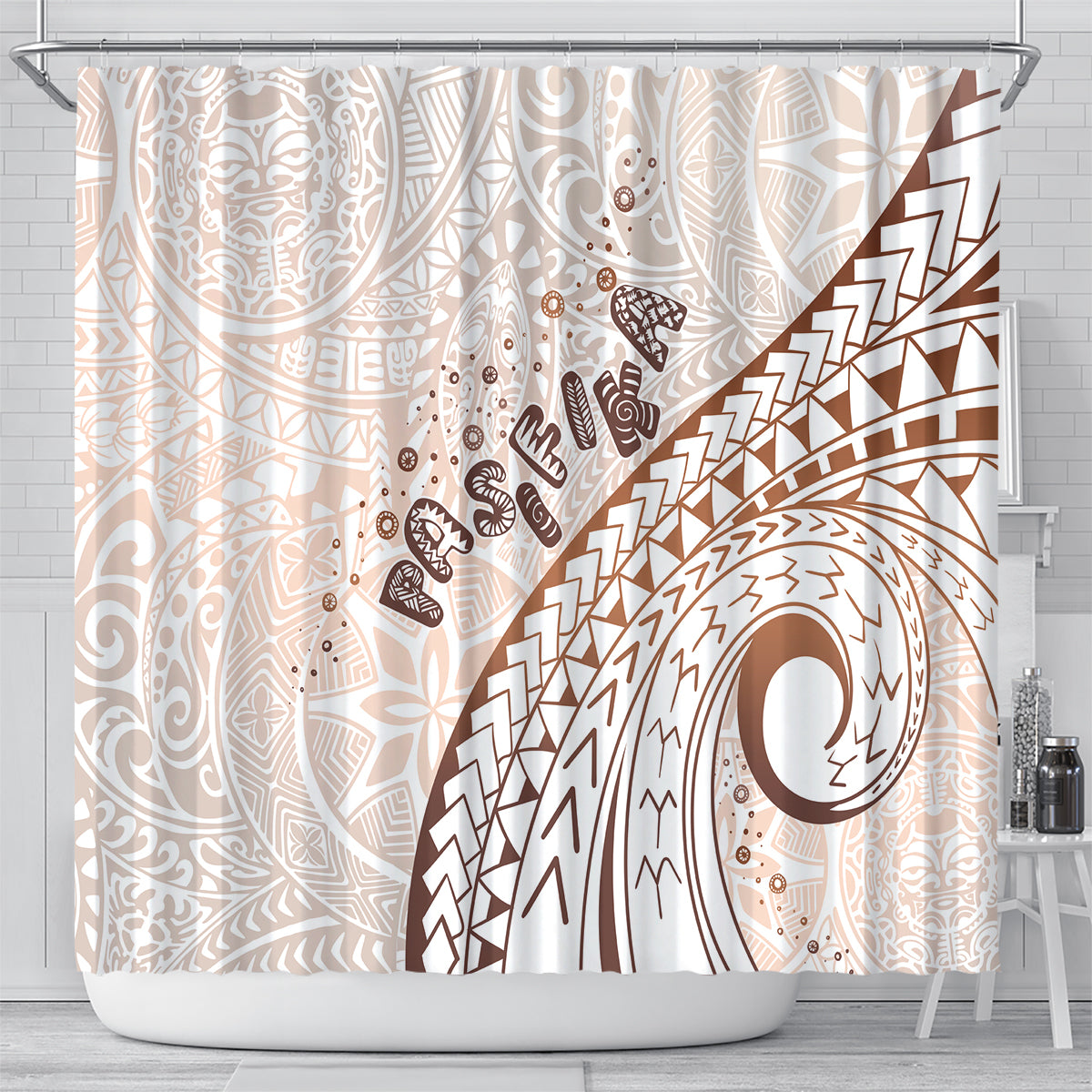 Pasifika Festival Shower Curtain Vintage Tribal Pattern