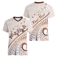 Pasifika Festival Women V Neck T Shirt Vintage Tribal Pattern LT01 - Polynesian Pride