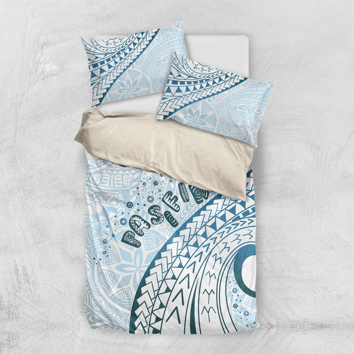 Pasifika Festival Bedding Set Tribal Pattern Blue Version