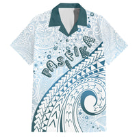 Pasifika Festival Family Matching Puletasi and Hawaiian Shirt Tribal Pattern Blue Version LT01 Dad's Shirt - Short Sleeve Blue - Polynesian Pride
