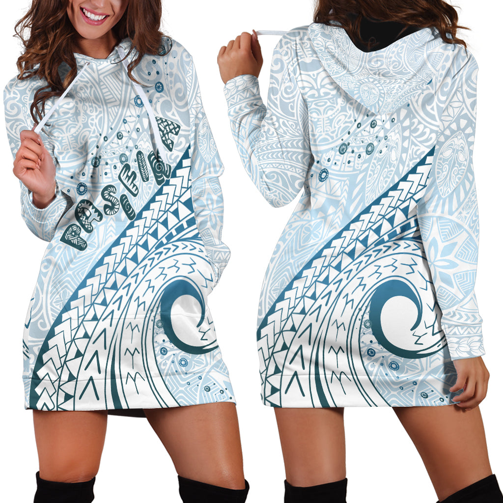 Pasifika Festival Hoodie Dress Tribal Pattern Blue Version LT01 - Polynesian Pride