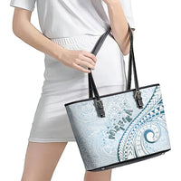 Pasifika Festival Leather Tote Bag Tribal Pattern Blue Version LT01 - Polynesian Pride