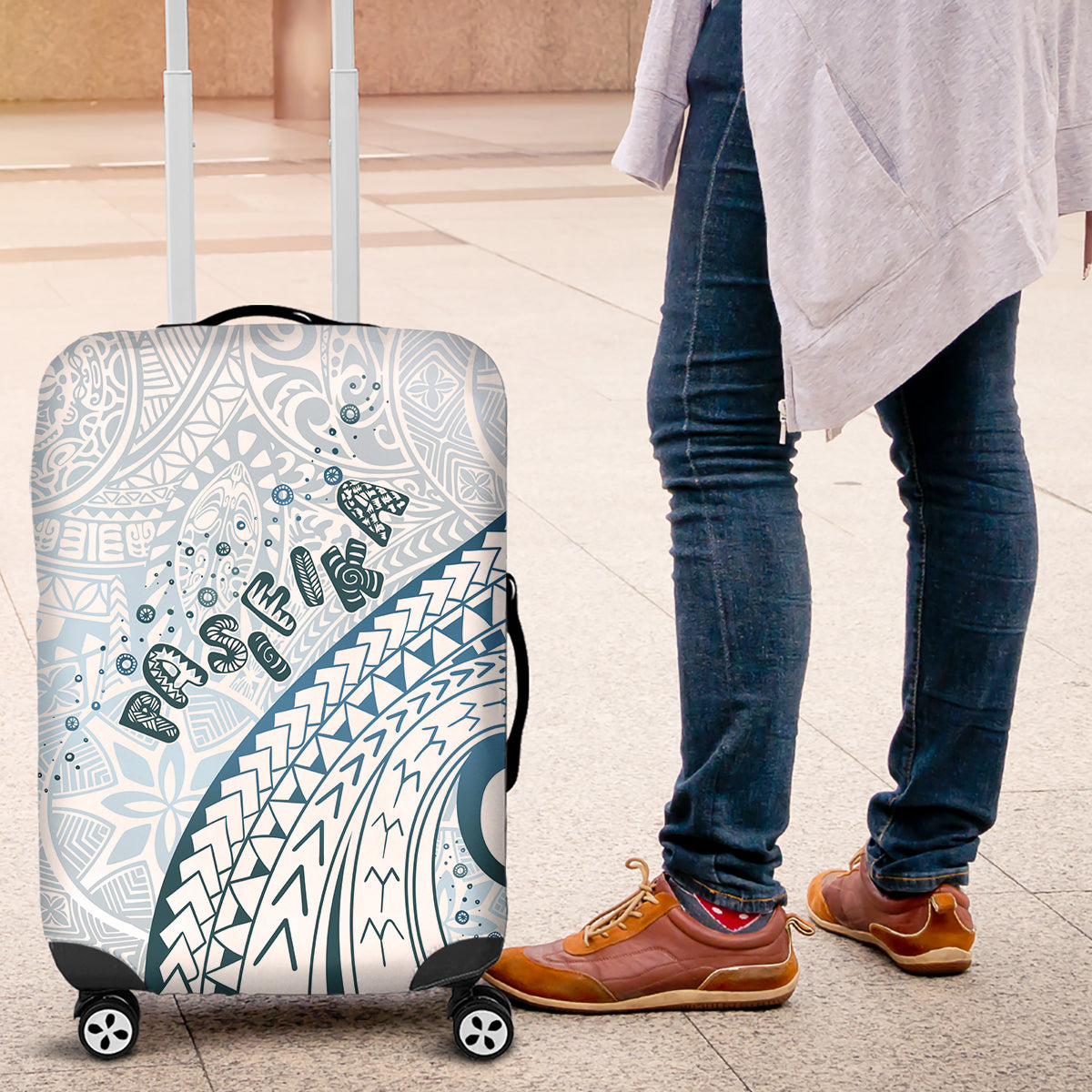 Pasifika Festival Luggage Cover Tribal Pattern Blue Version LT01 Blue - Polynesian Pride