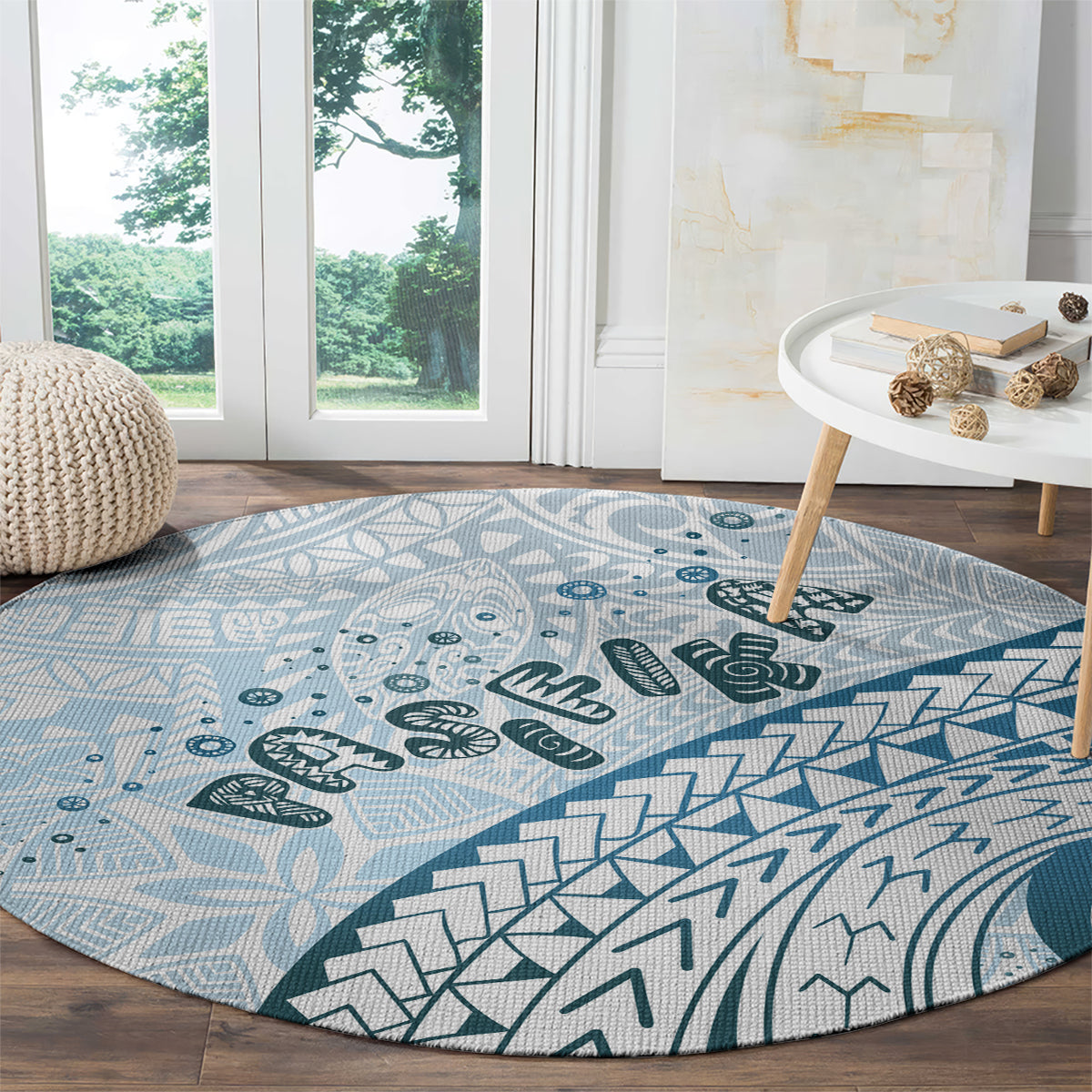 Pasifika Festival Round Carpet Tribal Pattern Blue Version LT01 - Polynesian Pride